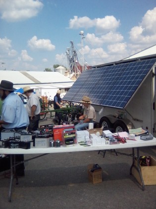 Solar panels and batteries for sale at an Amish auction